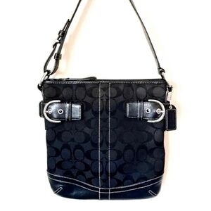 COACH Soho Leather Trim Shoulder Bag, Authentic Black F05M-3577